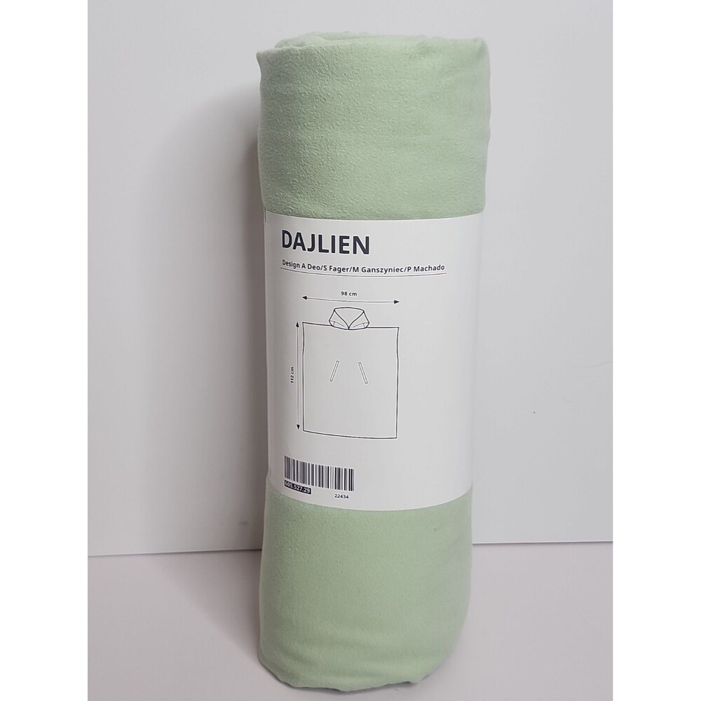 IKEA DAJLIEN Bath Poncho w/ Hood Light Green 38.5" x 44" New 605.527.29